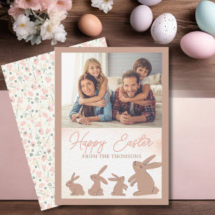 Cute Rustic Boho Bunny Happy Easter Blessing  Holiday Card