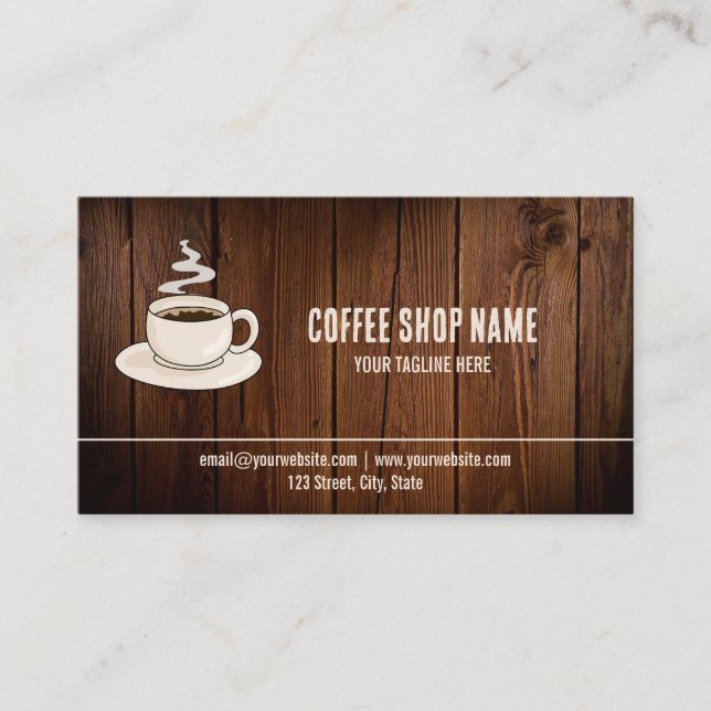 Cute Rustic Cafe Coffee Shop Rewards Loyalty Card (Front)