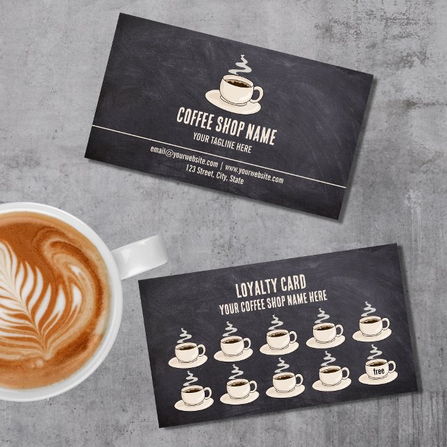 Cute Rustic Cafe Coffee Shop Rewards Loyalty Card (Creator Uploaded)