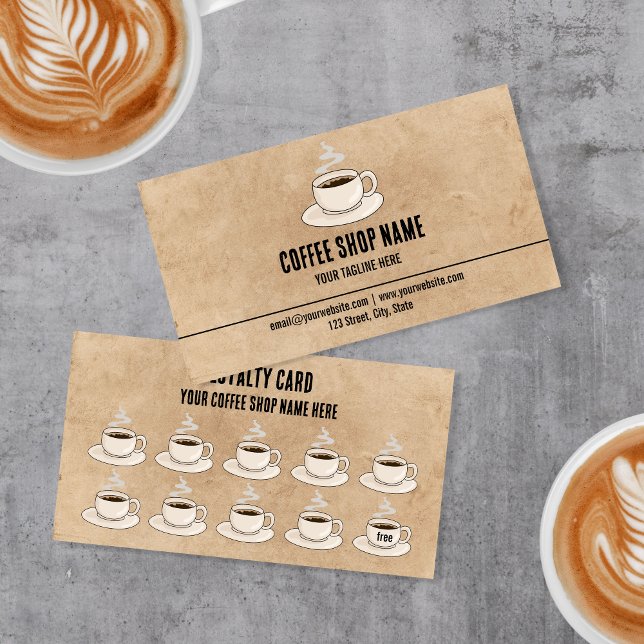 Cute Rustic Cafe Coffee Shop Rewards Loyalty Card (Creator Uploaded)