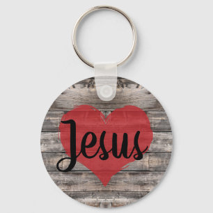 cute rustic chic JESUS HEART Key Ring