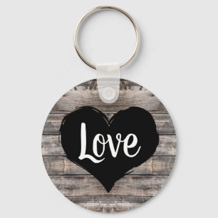 cute rustic chic LOVE HEART   Keychain