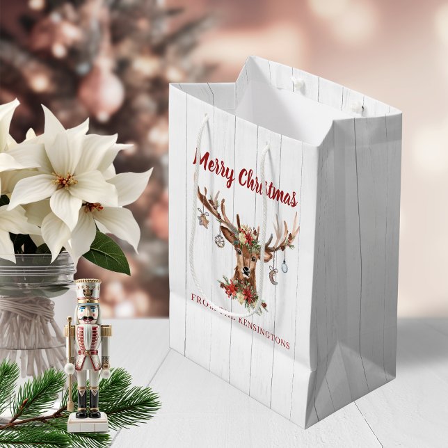 Cute Rustic Christmas Deer Ornaments Holiday Medium Gift Bag (Cute Rustic Christmas Deer Ornaments Holiday Medium Gift Bag)