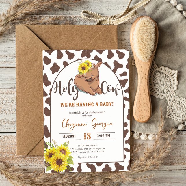 Cute Rustic Country Cow Farm Animal Baby Shower Invitation (Creator Uploaded)