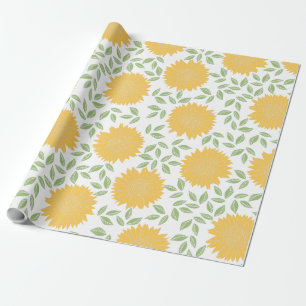Cute Rustic Country Sunflowers Pattern Wrapping Paper