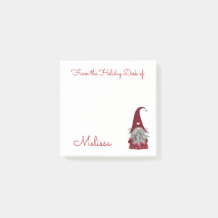 Cute Rustic Custom Christmas Holiday Desk Gnome Post-it Notes