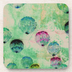 Cute, rustic, digital art round brush strokes coaster
