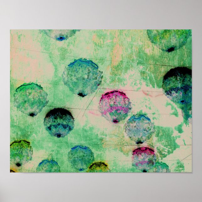 Cute, rustic, digital art round brush strokes poster (Front)