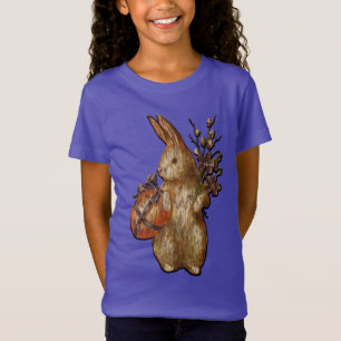 Cute Rustic Easter Bunny Purple Girls Shirt