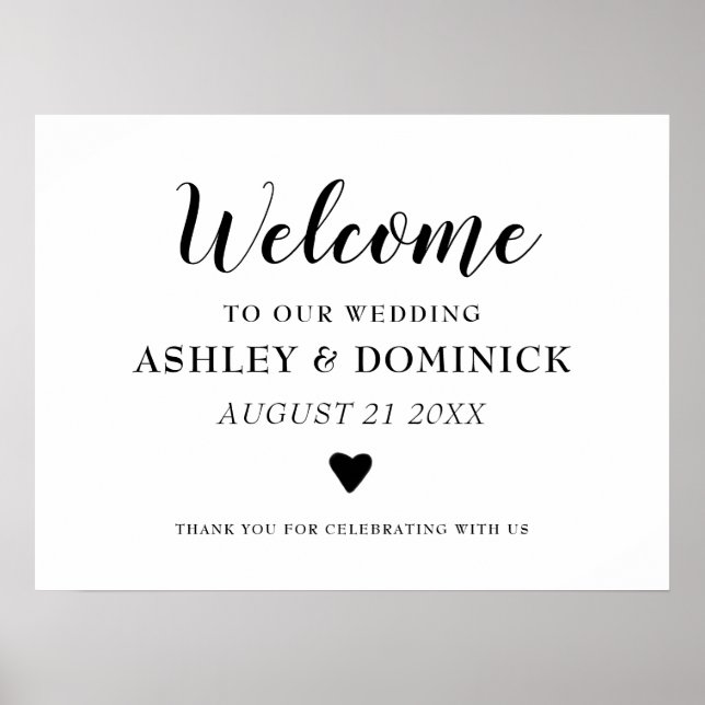 Cute Rustic Elegant Calligraphy Welcome Wedding  Poster (Front)