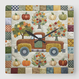 Cute Rustic Fall Pickup Truck Wall Clock