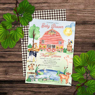 Cute Rustic Farm Animals Barnyard Baby Shower Invitation