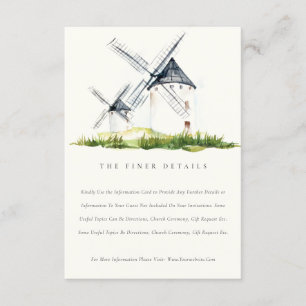 Cute Rustic Farm Windmill Theme Wedding Details  Enclosure Card