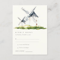Cute Rustic Farm Windmill Theme Wedding RSVP