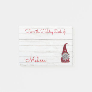 Cute Rustic Faux Wood Christmas Holiday Desk Gnome Post-it Notes