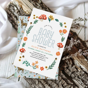 Cute & Rustic Forest Woodland Boys Baby Shower Invitation