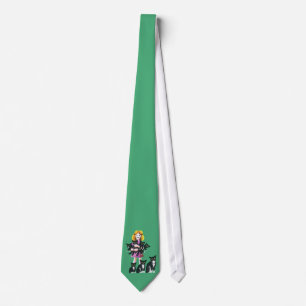 Cute Rustic Girl with Cats Pastel Drawing Tie