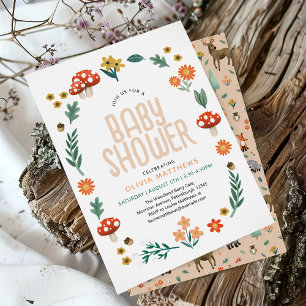 Cute & Rustic Girls Forest Woodland Baby Shower Invitation