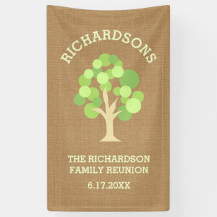 Cute Rustic Green Tree and Burlap Family Reunion Banner