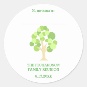 Cute Rustic Green Tree Family Reunion Name Tag