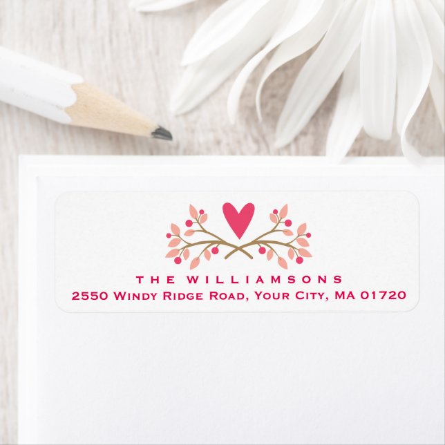 Cute Rustic Heart and Floral Berries Personalised (Insitu)