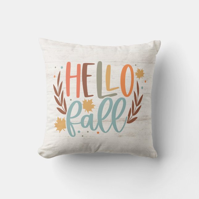 Cute Rustic Hello Fall  Cushion (Front)