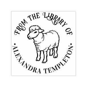 Cute Rustic Lamb Sheep Ewe Library Book Name Self-inking Stamp