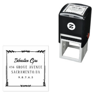 Cute Rustic Laurel Foliage Circular Self-inking Stamp