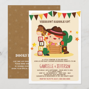 Cute Rustic Little Cowgirl Baby Shower Theme Invitation