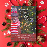 Cute Rustic Log Snowman Days Be Merry Bright Quote Holiday Card<br><div class="desc">“May your days be merry & bright.” A white script typography quote and a close-up photo of a happy and cute, rustic log snowman, wrapped in a red and white striped scarf against lighted trees help you usher in Christmas and New Year. Feel the warmth and joy of the holiday...</div>