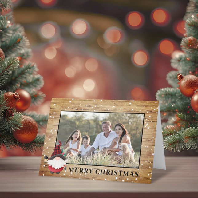 Cute Rustic Lumberjack Gnome Christmas Photo Holiday Card (Cute Rustic Lumberjack Gnome Christmas Photo Holiday Card)