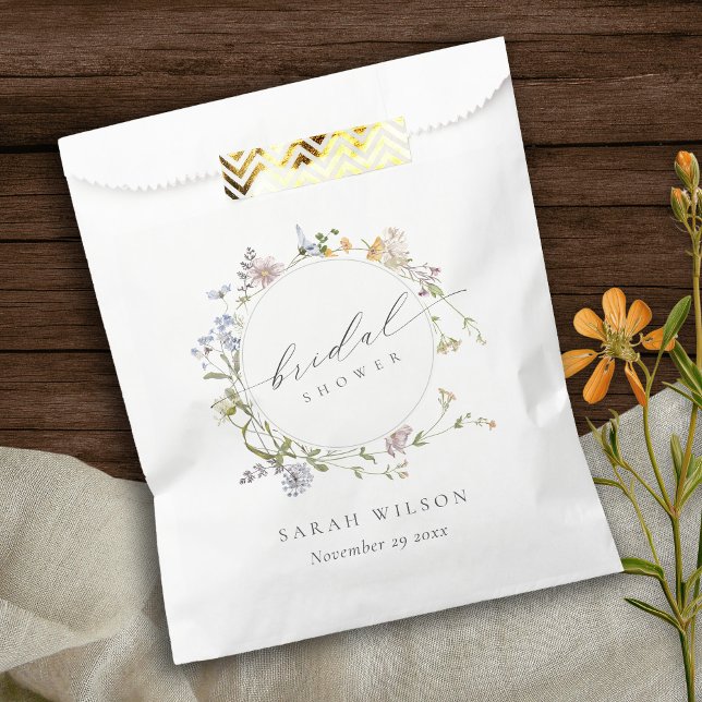 Cute Rustic Meadow Floral Wreath Bridal Shower Favour Bags (Creator Uploaded)