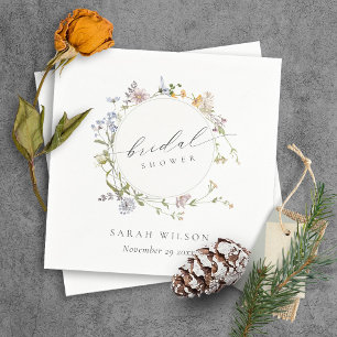 Cute Rustic Meadow Floral Wreath Bridal Shower Napkin