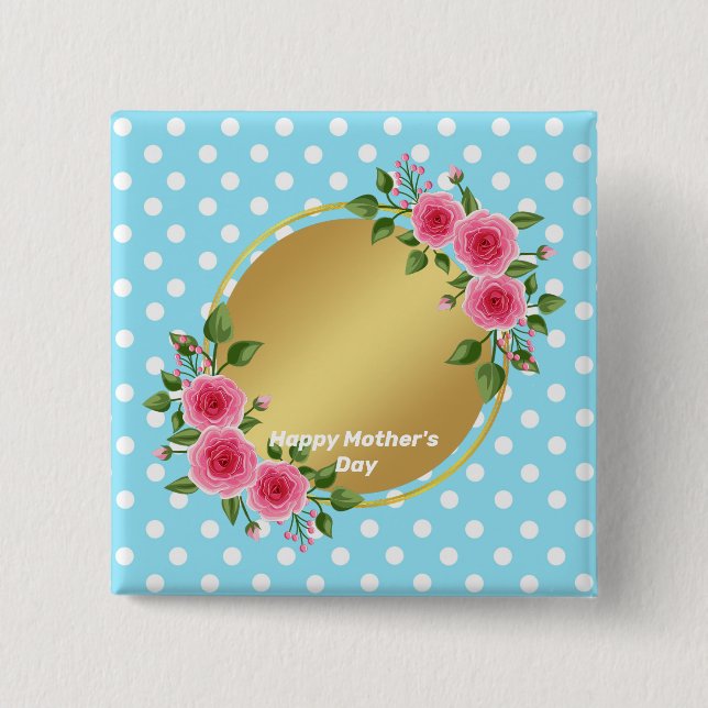 Cute Rustic Meadow Floral Wreath Photo Mothers day 15 Cm Square Badge (Front)