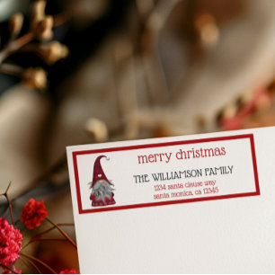 Cute Rustic Merry Christmas Gnome Return Address
