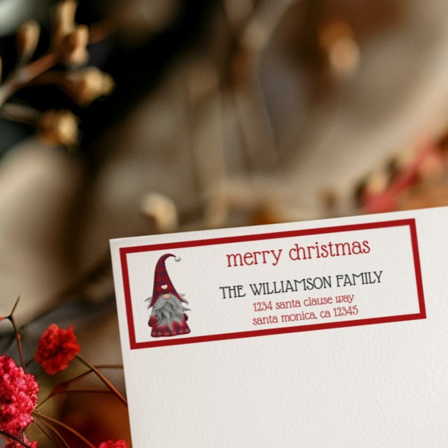 Cute Rustic Merry Christmas Gnome Return Address (Creator Uploaded)