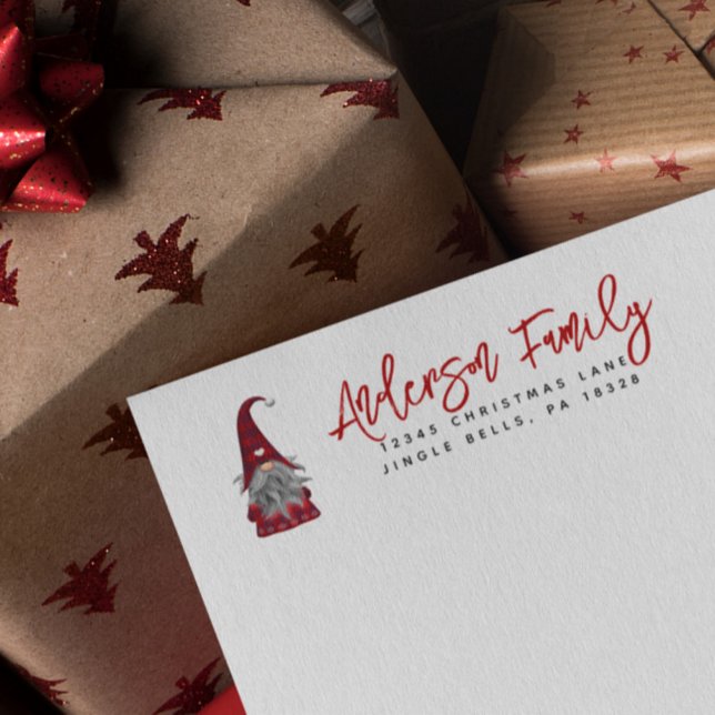Cute Rustic Merry Christmas Gnome Return Address  (Creator Uploaded)