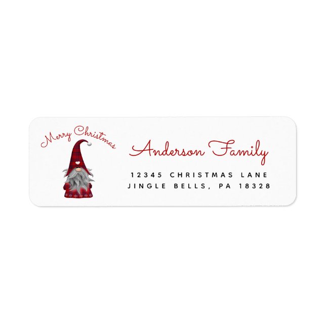 Cute Rustic Merry Christmas Gnome Return Address (Front)