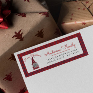 Cute Rustic Merry Christmas Gnome Return Address L