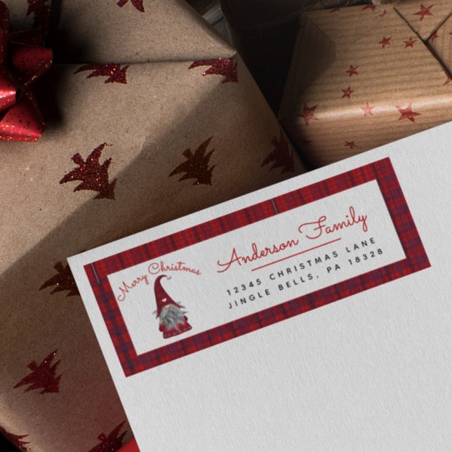 Cute Rustic Merry Christmas Gnome Return Address L (Creator Uploaded)