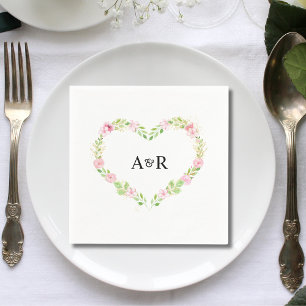 Cute Rustic Minimal Greenery Floral Wedding Paper Napkin