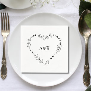 Cute Rustic Minimal Greenery Wedding Paper Napkin