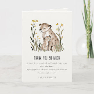 Cute Rustic Mum and Baby Tiger Foliage Baby Shower Thank You Card