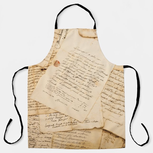 Cute Rustic Notebook Pages Pattern Apron (Front)