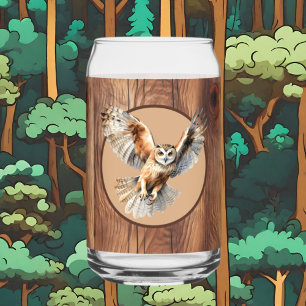 Cute rustic owl lovers Country Can Glass