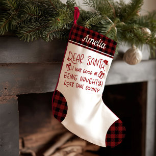 Cute Rustic Pattern Funny Letter To Santa Small Christmas Stocking