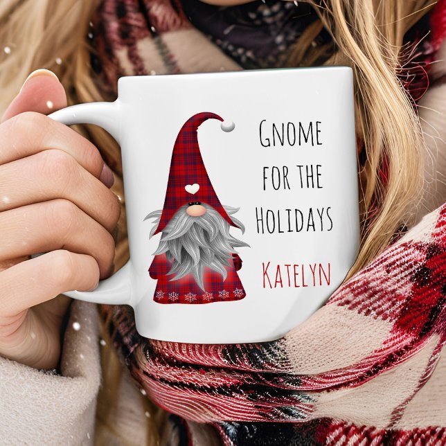Cute Rustic Personalised Christmas Gnome Elf Coffee Mug (Creator Uploaded)