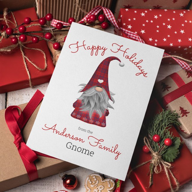 Cute Rustic Personalised Christmas Gnome Elf Holiday Postcard (Creator Uploaded)