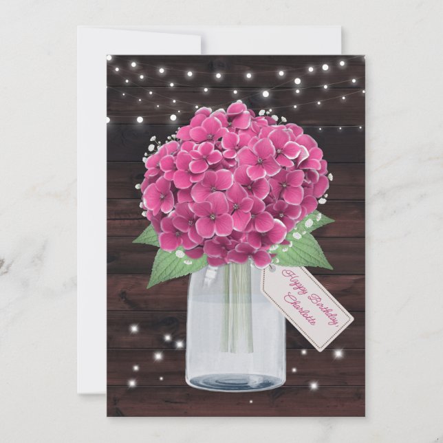 Cute Rustic Pink Floral Birthday Card for Sister (Front)