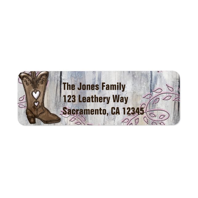 Cute Rustic Pink Heart Cowgirl Boots Bridal Shower (Front)